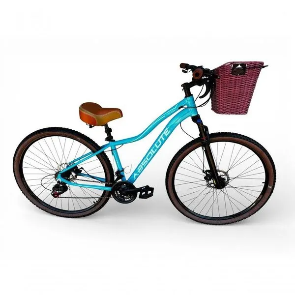 Bicicleta Aro 29 Feminina Absolute Hera Retrô Vintage 21v Confortável Cesta Selim 2 Molas -azul Tam 15