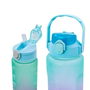 Garrafa Galão de Agua 2L e 900ml Degrade Com Figurinhas Adesivos 3D Tampa:Verde