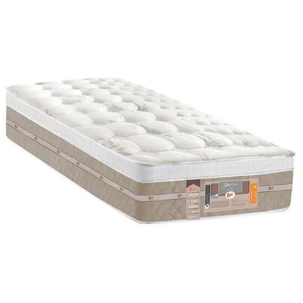 Colchão Solteirão Castor Silver Star Air com Molas Ensacadas e Euro Pillow 32x96x203 cm Branco com Bege