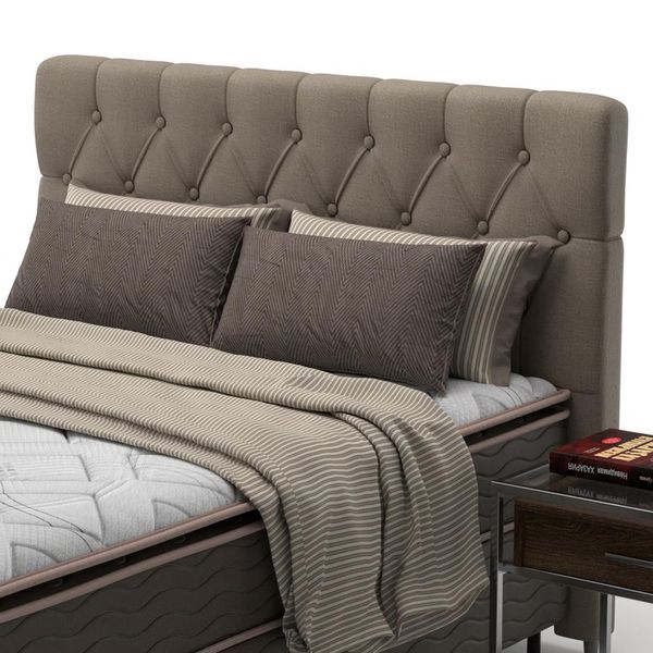 Cabeceira para Cama Queen Size Probel Califórnia em Tecido Suede Bege