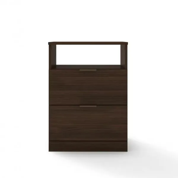 Mesa de Cabeceira Bartira Versatti com 2 Gavetas Café com Bronze