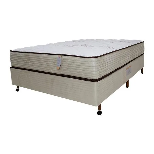 Cama Box Casal Castor Dome One Revestida em Tecido Suede + Colchão com Molejo Tecnopedic e Revestimento em Malha 27x138x188cm Bege