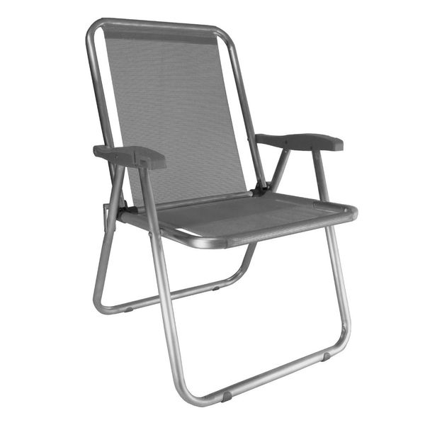 Cadeira Praia Max Alumínio Oversize Reforçada Até 140kg Zaka Cinza