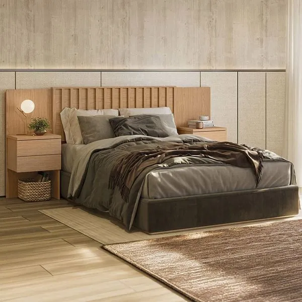 Cabeceira para Cama de Casal e Queen Size Palumóveis Olinda Extensível 300cm de Largura Freijó