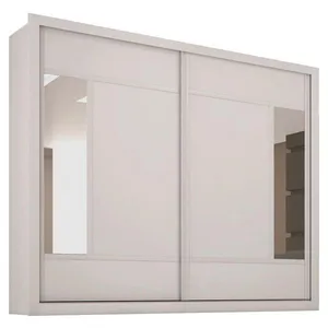 Guarda Roupa Triunfo Flex com 2 Portas de Correr e Espelho Móveis Europa Branco com Nogueira