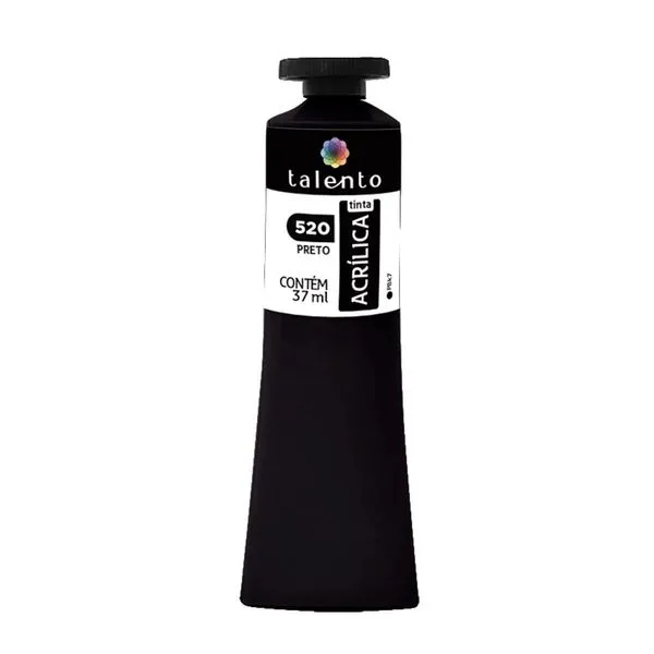 Tinta Acrílica para Tela Talento 37ml 520 Preta