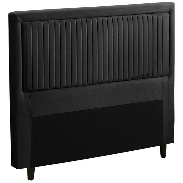 Cabeceira para Cama Casal Dobuê Berlim em Tecido Velopus Preto
