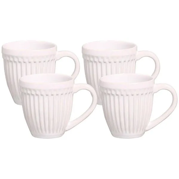 Canecas Roma em Faiança 343ML 4 Peças Porto Brasil Branco