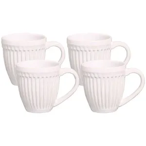 Canecas Roma em Faiança 343ML 4 Peças Porto Brasil Branco