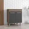 Balcão para Cooktop de 4 ou 5 Bocas Barcelona com 2 Portas e 1 Prateleira Poliman Carvalho com Grafite