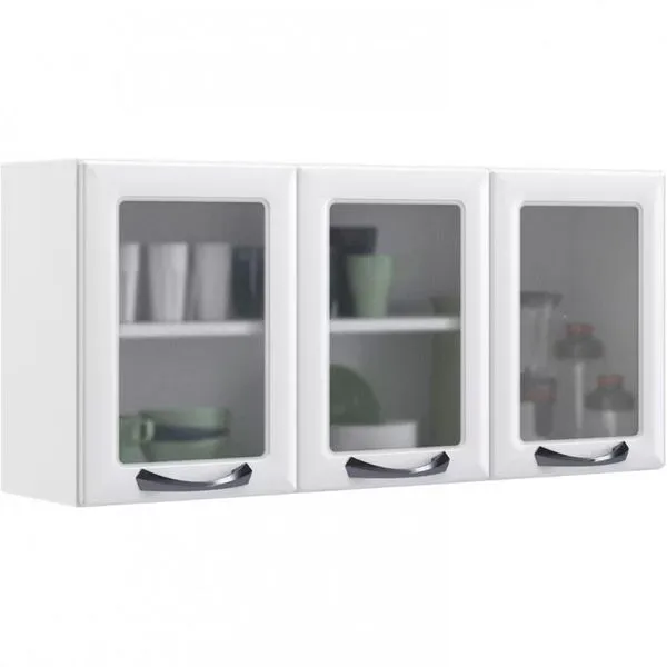 Armário Aéreo Triplo Itatiaia New Premium com 3 Portas e 2 Prateleiras - 120cm de largura Branco