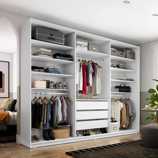 Guarda-Roupa Closet Monreale 100 % MDF 3 GV Branco 237 cm
