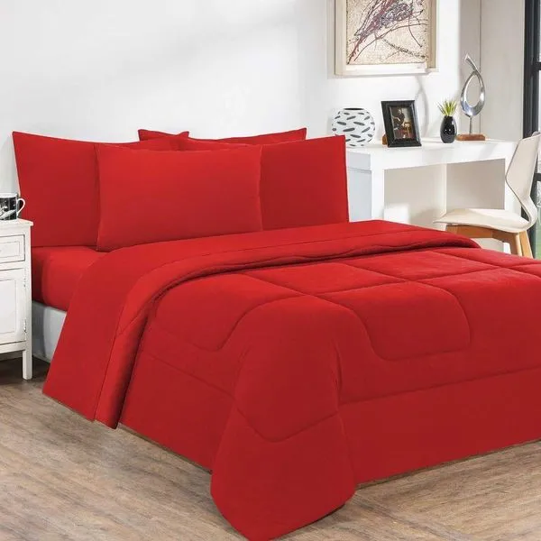 Edredom Malha 100% Algodão Gran Moratta 1 Peça Queen - Vermelho-vermelho. - padrão de fabricação alto