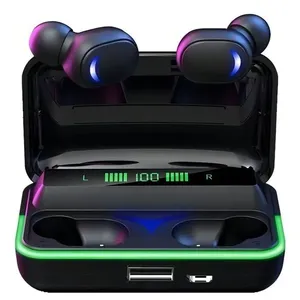 Fone de Ouvido Preto TWS Controle Touch com Estojo de Recarga Power Bank