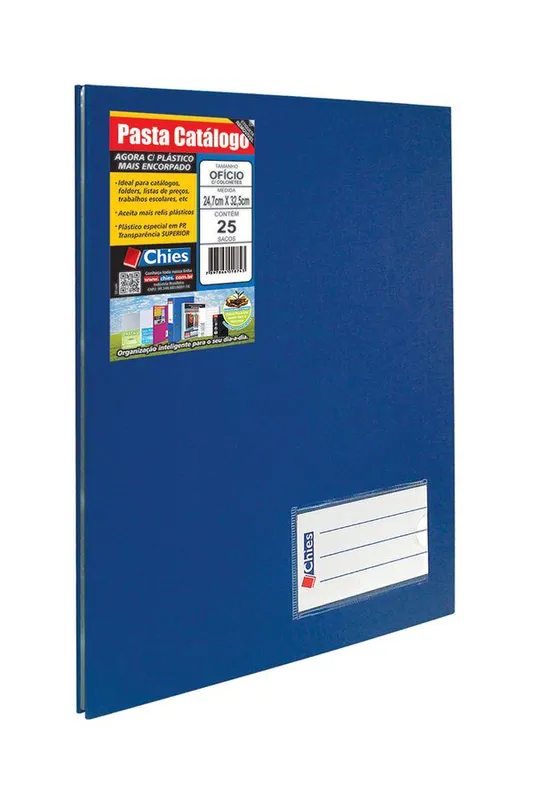 Pasta Catálogo Chies com Parafusos e 25 Envelopes Azul Royal 24,7x33cm