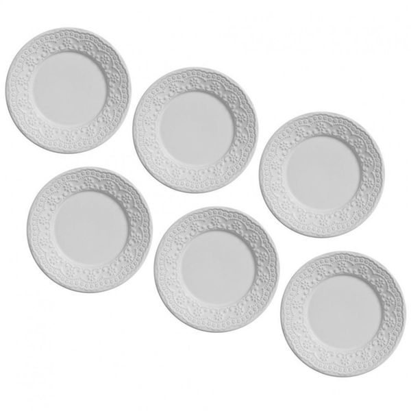 Conjunto de Parto para Sobremesa Porto Brasil Madeleine em Faiança Feldspática 6 Peças Branco