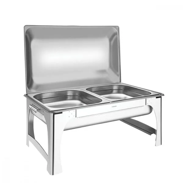 Rechaud Tramontina Retangular em Aço Inox Banho Maria Tampa Removível Cuba 1/2 8,4 L