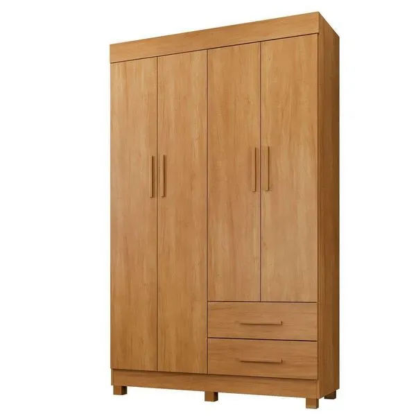 Guarda Roupa Leblon 4 Portas 2 Gavetas 5 Prateleiras - Benet Cinamomo