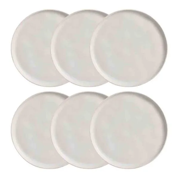 Conjunto com 6 Pratos Rasos Porto Brasil Bio Vit em Stoneware 27,5 cm Cinza