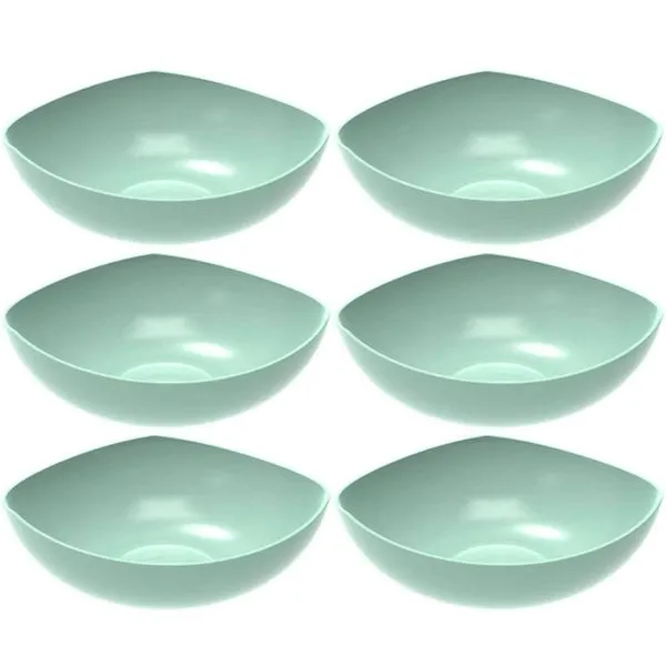 6 Tigelas Saladeira Verde Menta Trio Plástica Crippa Salada Sobremesa Pipoca Doces