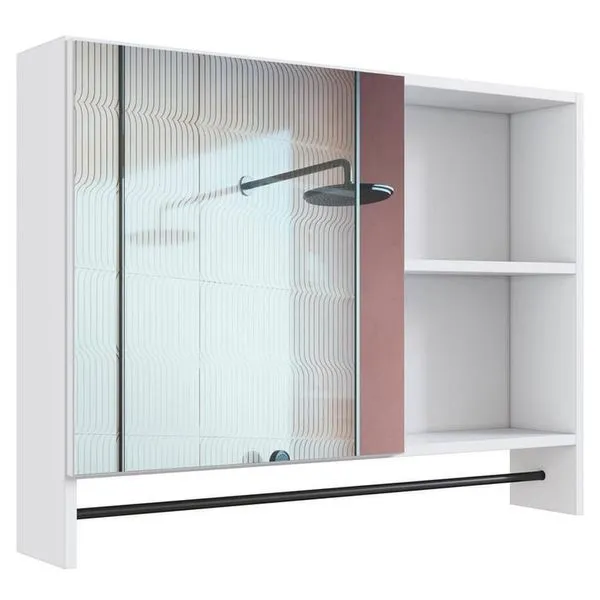 Armario Para Banheiro 01 Porta Com Espelho 80cm Branco Proddy