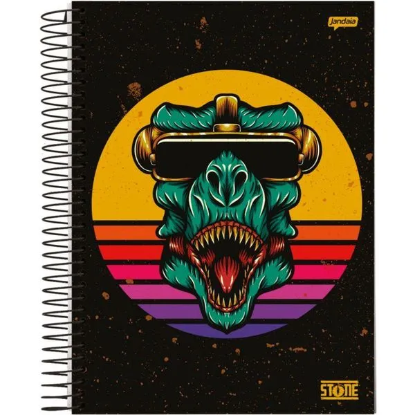 Caderno Espiral Universitário Capa Dura 1 Matéria 80fls Stone Jandaia Dinossauro 2