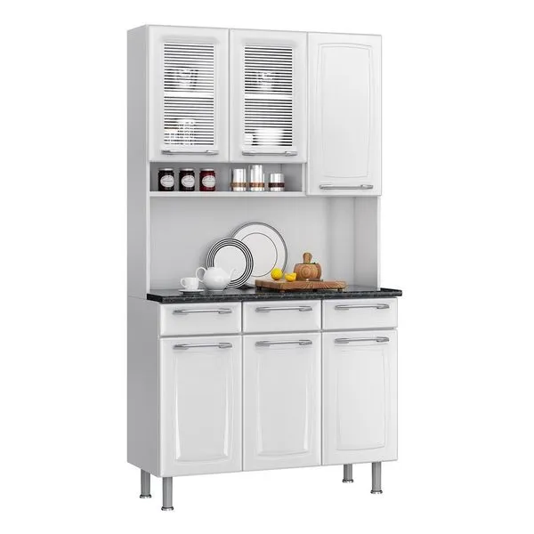 Cozinha Compacta Prisma com 6 Portas e 3 Gavetas Itatiaia Branco