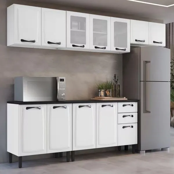 Cozinha Compacta New Premium com 12 Portas, 2 Gavetas e 10 Prateleiras - 280cm de Largura Itatiaia Branco