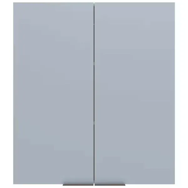 Armário Aéreo Bartira Cristal MDP 15mm com 2 Portas e 2 Prateleiras - 80cm de largura Freixo/Azul Wood