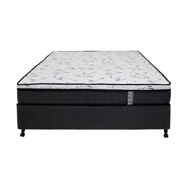 Cama Box de Casal Castor New Alfa com revestimento em tecido Poliéster + Colchão com Molejo Tecnopedic, Euro Pillow e Malha 24x138x188cm Cinza