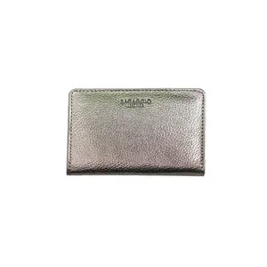 Carteira Feminina de Couro RFID Slim Basic Onix U / Prata