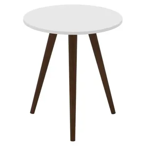 Mesa Lateral Retrô Redonda em MDP Movelbento - 3144 Branco