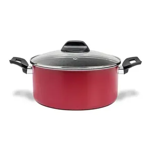 Caçarola Anis Pro-Flon Antiaderente 4,3L 24cm Tampa de Vidro Brinox Vermelho