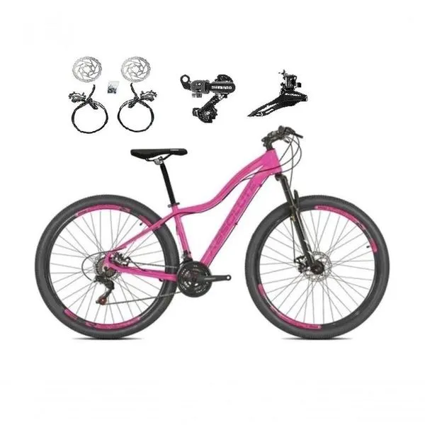 Bicicleta Aro 29 Absolute Hera Feminina 21v Alumínio Câmbios Shimano Freio Hidráulico Rosa 15
