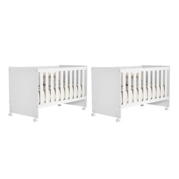 Kit Gêmeos Berço Americano Tico Branco Fosco - Reller Móveis Branco Fosco