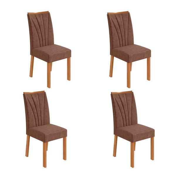 Conjunto com 4 Cadeiras Apogeu Revestimento Sintético Avelã e Amêndoa