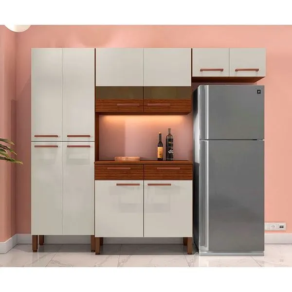 Cozinha Compacta Nala com 10 Portas, 2 Gavetas e 4 Prateleiras Kit`s Paraná n/a