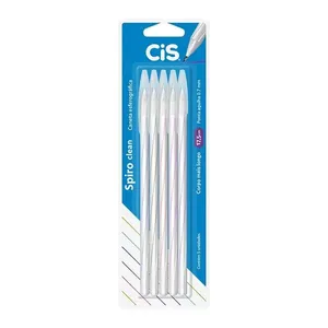 Caneta Esferográfica Cis Spiro Clean Colors 0.7mm com 5 Unidades