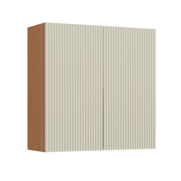 Armário Aéreo Simone Mendes 100% MDF 2 Portas Bege e Carvalho 80 cm