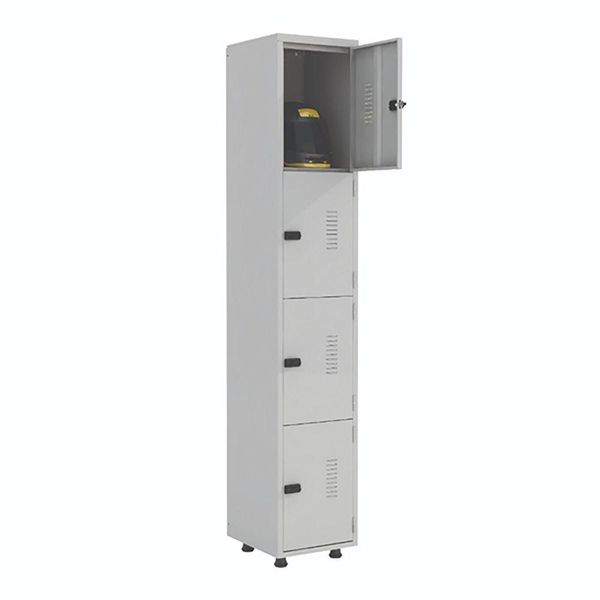 Armário Roupeiro Aço 4 Portas Academia Guarda Volume Ea701 Cinza