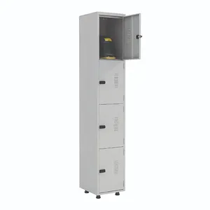 Armário Roupeiro Aço 4 Portas Academia Guarda Volume Ea701 Cinza
