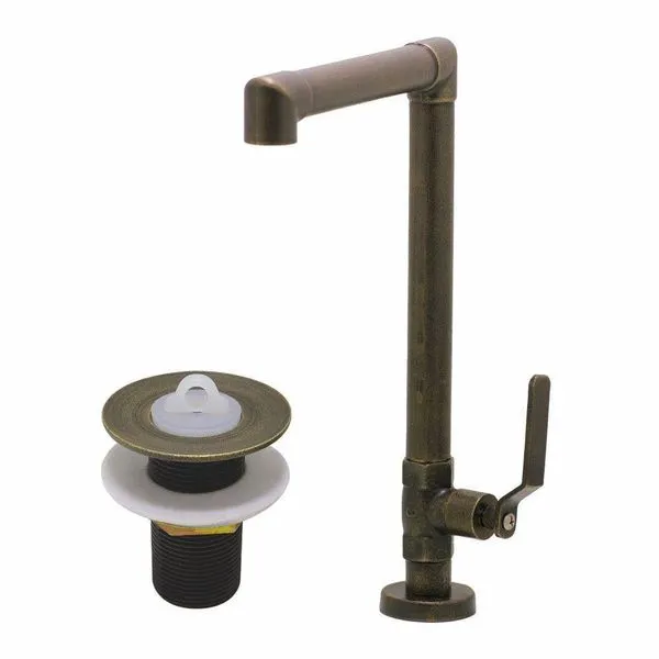 Kit Torneira Banheiro Lavatório Mesa Industrial Rústica Dourado Ouro Velho + 1 Válvula Pia Cuba Metal