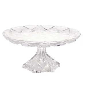 Prato Redondo Lyor Deli Diamond de Cristal para Bolo Transparente