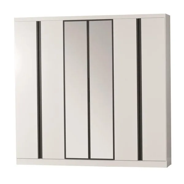 Guarda Roupa Monte Rei com 6 Portas e 6 Gavetas Bartira Branco com Grafite