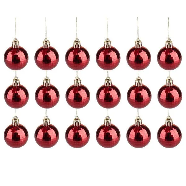 Tubo com 18 Bolas de Natal 4cm Cazza Vermelha