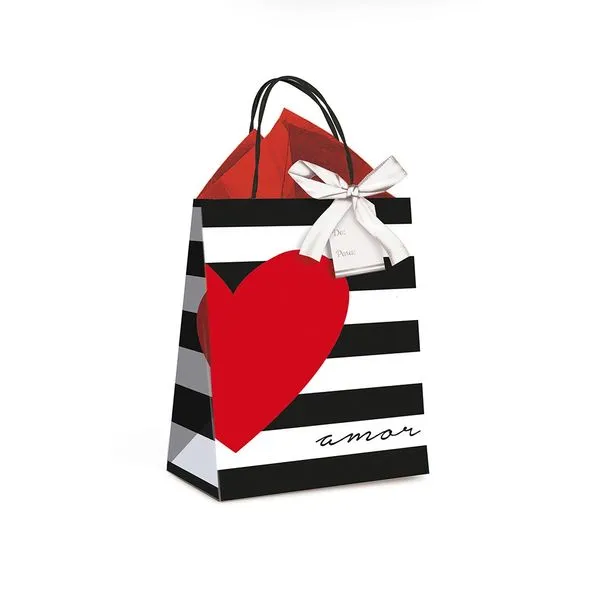 Kit Presente Sacola Cromus Completo Amo Você P 21,5cmx15cmx8cm