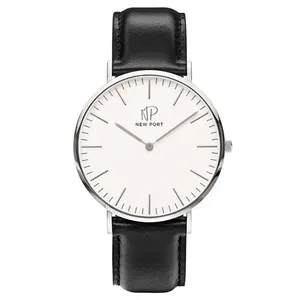 Relógio Masculino Couro Analógico Casual New Port Preto 40mm