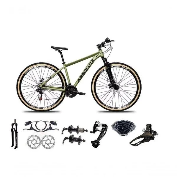 Bicicleta Aro 29 Absolute Nero 5 Alumínio 27v Freio Hidráulico K7 Garfo Com Trava Mtb Oliva 19