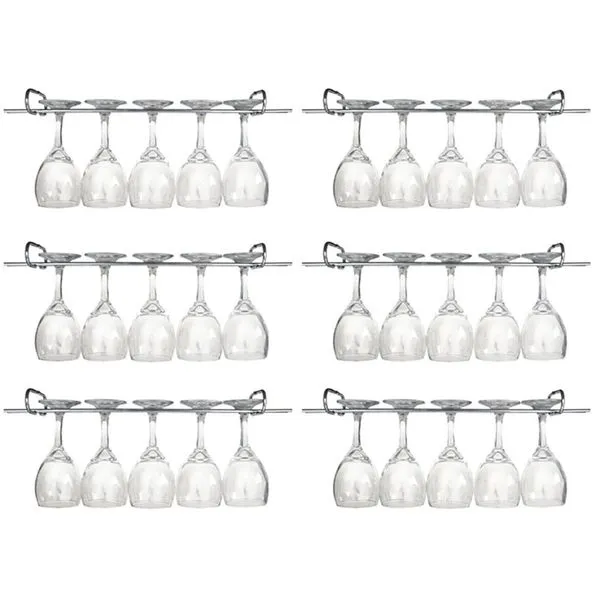 Kit 6 Suportes Organizador Armário Porta Taças Cromado 35cm