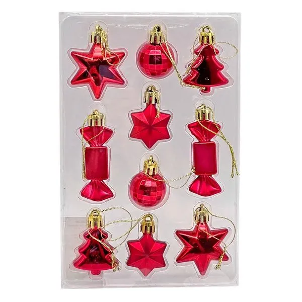 Kit Enfeite de Natal com 10 Unidades Cazza Vemelha